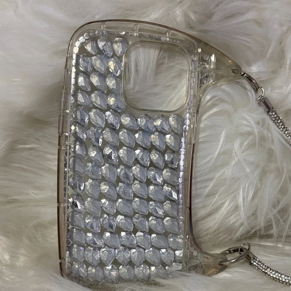 Rhinestone Phone Case with Strap- IPhone 14 Plus